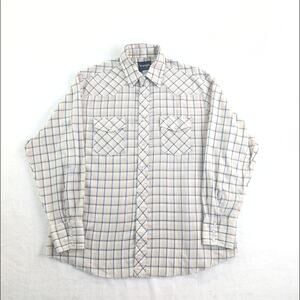 Wrangler Vintage Western Tattersall Plaid PearlSnap Long Sleeve Shirt Men's L/XL